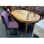 LIGHTWOOD CIRCULAR EXTENDING DINING TABLE & FOUR CHAIRS