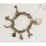 925 SILVER CHARM BRACELET - 51.3 GRAMS APPROX