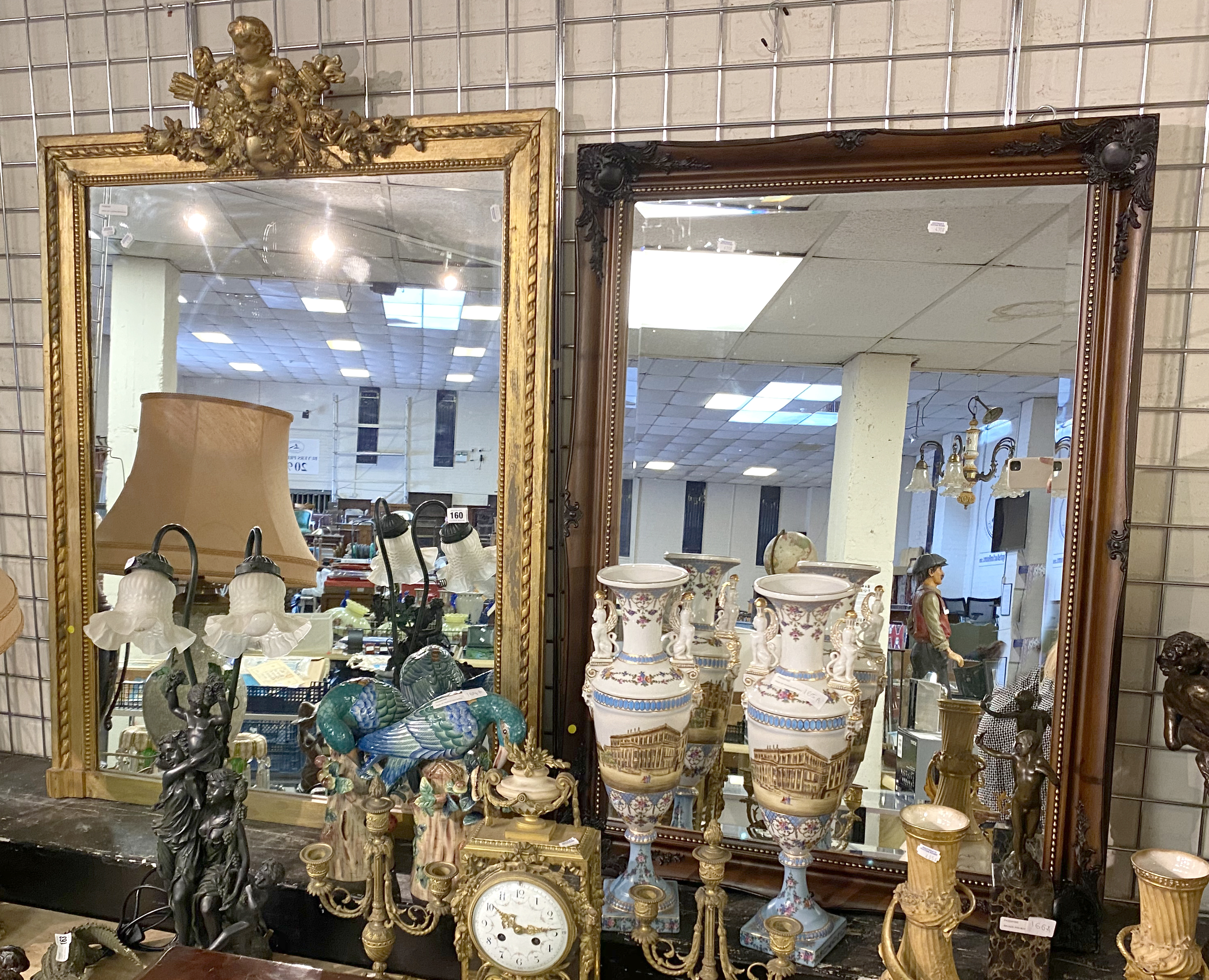 LARGE GILT CHERUB MIRROR & ANOTHER MIRROR