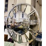 LARGE ART DECO STYLE MIRROR WALL CLOCK 80CMS (D)