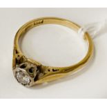 18CT GOLD 0.10 POINTS DIAMOND RING - SIZE O - 2.8 GRAMS APPROX