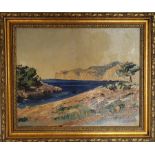 L.RIBEKA (SPANISH 20THC) RIVER LANDSCAPE - OIL ON CANVAS BOARD 33CM X 40.5CM