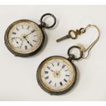 TWO SILVER POCKET WATCHES