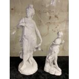 TWO EARLY MEISSEN FIGURES - 1 A/F