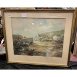 PAT (PADDY) NEVIN FRAMED OIL CORNISH COASTAL BOATING LAKE - SIGNED