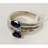 18CT WHITE GOLD SAPPHIRE & DIAMOND RING SIZE M - 4.1 GRAMS APPROX