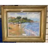 SIGNED IMPRESSIONIST - SEASHORE 30CMS (H) X 39CMS (W) PICTURE ONLY