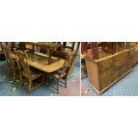 ERCOL DINING TABLE 6 CHAIRS & SIDEBOARD