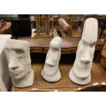 TRIO OF LARGE EASTER ISLAND HEADS