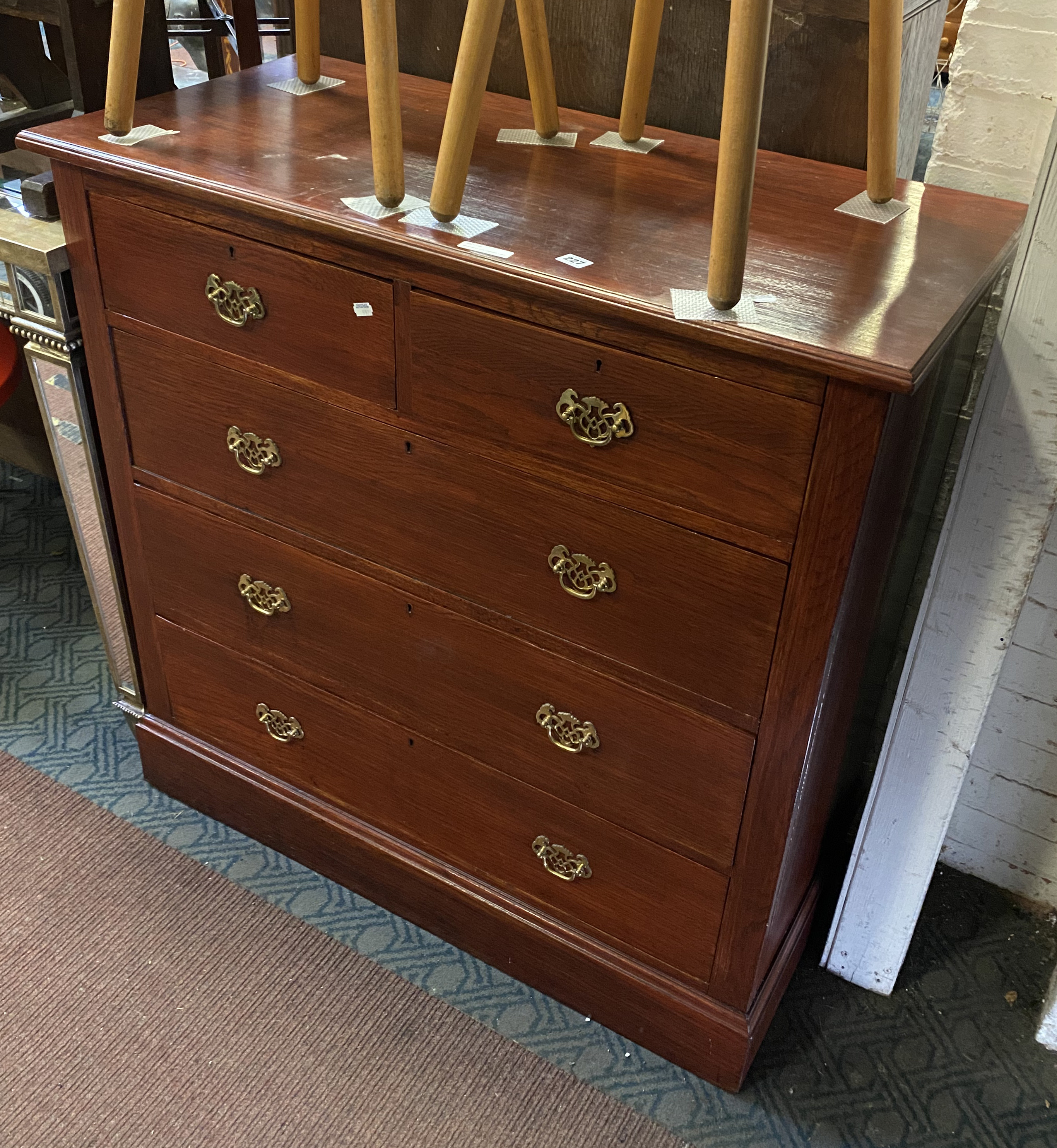 MAHOGANY FIVE DRAWER CHEST