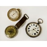 E.WISE POCKET WATCH BAROMETER & ANOTHER POCKET WATCH