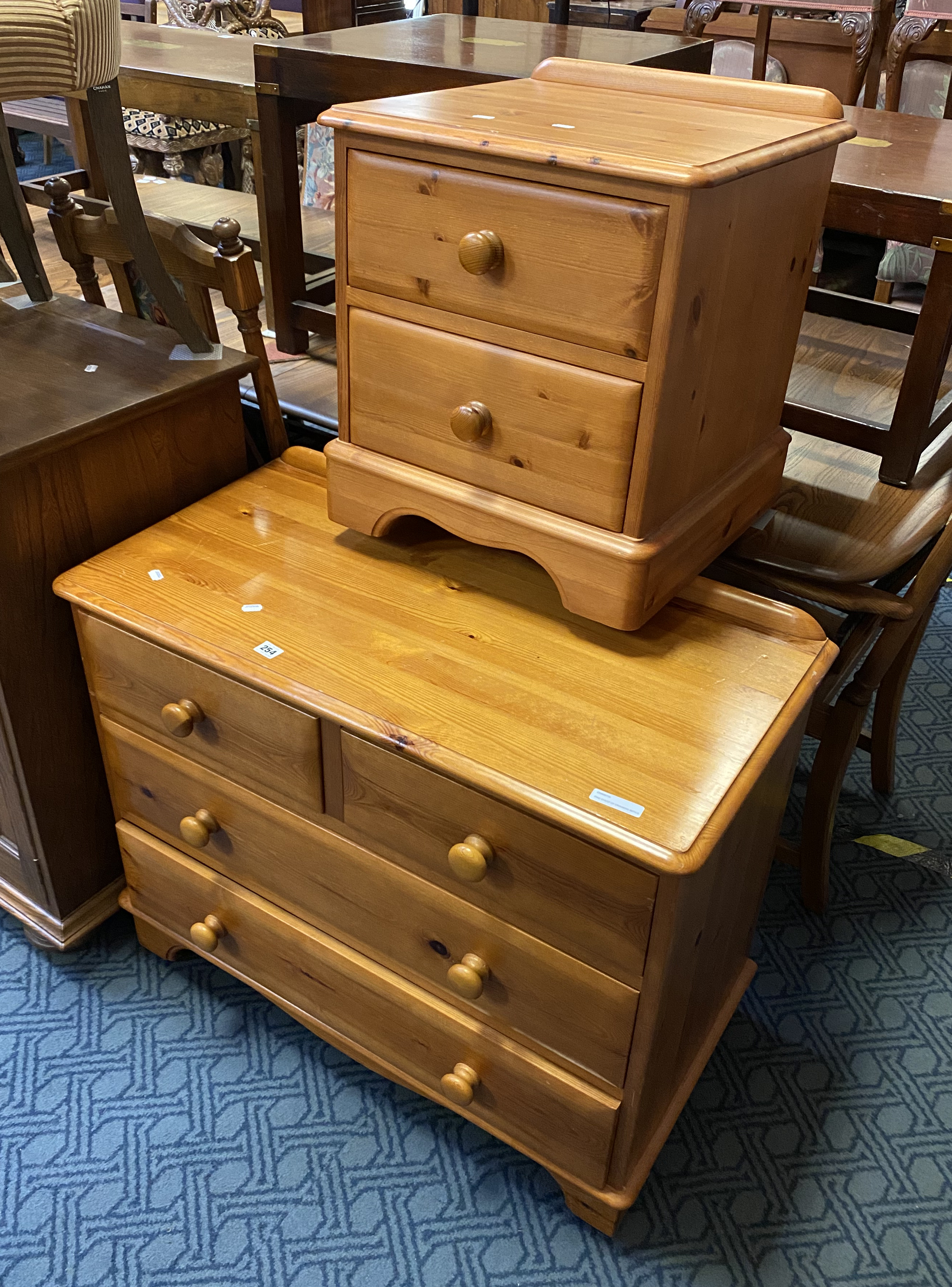 PINE CHEST OF DRAWERS WITH SIDE CABINET