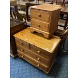 PINE CHEST OF DRAWERS WITH SIDE CABINET
