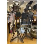 PAIR OF THEATRE STYLE TRIPOD LAMPS