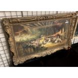 LARGE LATE 19THC OIL ON BOARD OF SHEEP - SIGNED E.RESSEL - 58 X 107 CMS APPROX INNER FRAME