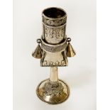 JEWISH SILVER SPICE BOX ON STAND - 2 OZS APPROX - 12 CMS (H)