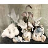 QTY OF PORCELAIN ANIMAL FIGURES INCL. LLADRO, VIENNA ETC