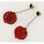 PAIR OF 18 CT. GOLD CORAL EARRINGS