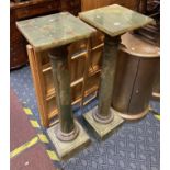 PAIR OF MARBLE COLUMNS - ONE TOP A/F