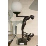 ART DECO STYLE FEMALE FIGURE TABLE LAMP - 55 CMS (H) INCLUDING SHADE