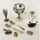 COLLECTION OF SILVER ITEMS INCL. GERMAN SHEPARD