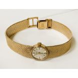 LADIES 9CT GOLD WATCH BY MARVIN - 26.6 GRAMS TOTAL APPROX