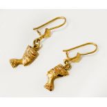 18 CT. GOLD EGYPTIAN EARRINGS - 3.2 GRAMS APPROX