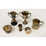 COLLECTION OF HM SILVER TROPHIES & OTHER ITEMS - 12 OZS APPROX