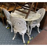 CAST IRON GARDEN TABLE & FOUR CHAIRS