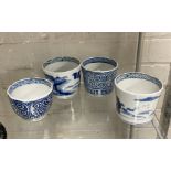 FOUR CHINESE 19THC BLUE & WHITE CUPS - 7 CMS (H) APPROX