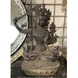 CHINESE BRONZE BUDDHA & SWORD - 32 CMS (H) APPROX