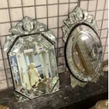 TWO VENETIAN STYLE DRESSING MIRRORS - 56 CMS (H) AND 51.5 CMS (H)