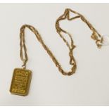 10 CT GOLD CHAIN & INGOT PENDANT 24 CT GOLD - 4.2 GRAMS APPROX TOTAL