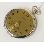 ANTIQUE SILVER LUC CHOPARD OPEN FACE POCKET WATCH MADE IN SWITZERLAND CIRCA 1925 WITH GENUINE NAVY