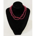 RAW RUBY NECKLACE WITH 18 CT. GOLD CLASP