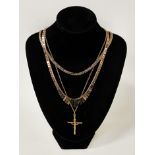 14ct Chain, 10ct necklace and a 9ct cross, 41.7 grams total (rope chain not included in the weight)