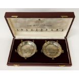 THE QUEENS BEASTS STERLING SILVER JUBLIEE LTD EDITION 1952-1977 PAIR OF BON BON DISHES GARRARD &