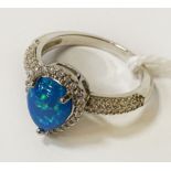 STERLING SILVER OPAL TOPAZ RING - SIZE M