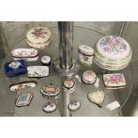 COLLECTION OF LIMOGES & HALCYON DAYS PILL BOXES AND OTHERS