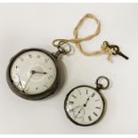 SILVER FUSEE POCKET WATCH A/F & AN OPEN FACE SILVER POCKET WATCH