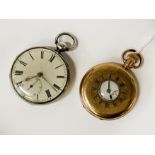 SILVER NEWCASTLE FUSEE POCKET WATCH - LISTER & DENNISON GOLD PLATED HALF HUNTER