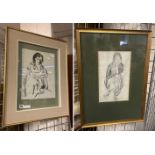 TWO JEAN WELZ SIGNED WATERCOLOUR & PENCIL