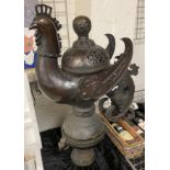 LARGE BRONZE CHINESE BIRD 3 SECTION CENSER - 72.5 CMS (H) APPROX