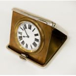 HM SILVER (1916) TRAVEL CLOCK BY BARRETT & SONS - PICADILLY , CREDITED ON FRONT