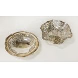 TWO HM SILVER PIERCED & RAISED DISHES - APPROX 6'' DIAMETER & APPROX 8 OZ (IMP) 240 GRAMS