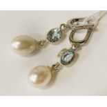 AQUAMARINE & PEARL EARRINGS