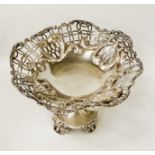 EARLY HM SILVER PIERCED & RAISED COMPORT - APPROX 8 OZ (IMP) 236 GRAMS - 5'' HIGH & 7'' DIAMETER