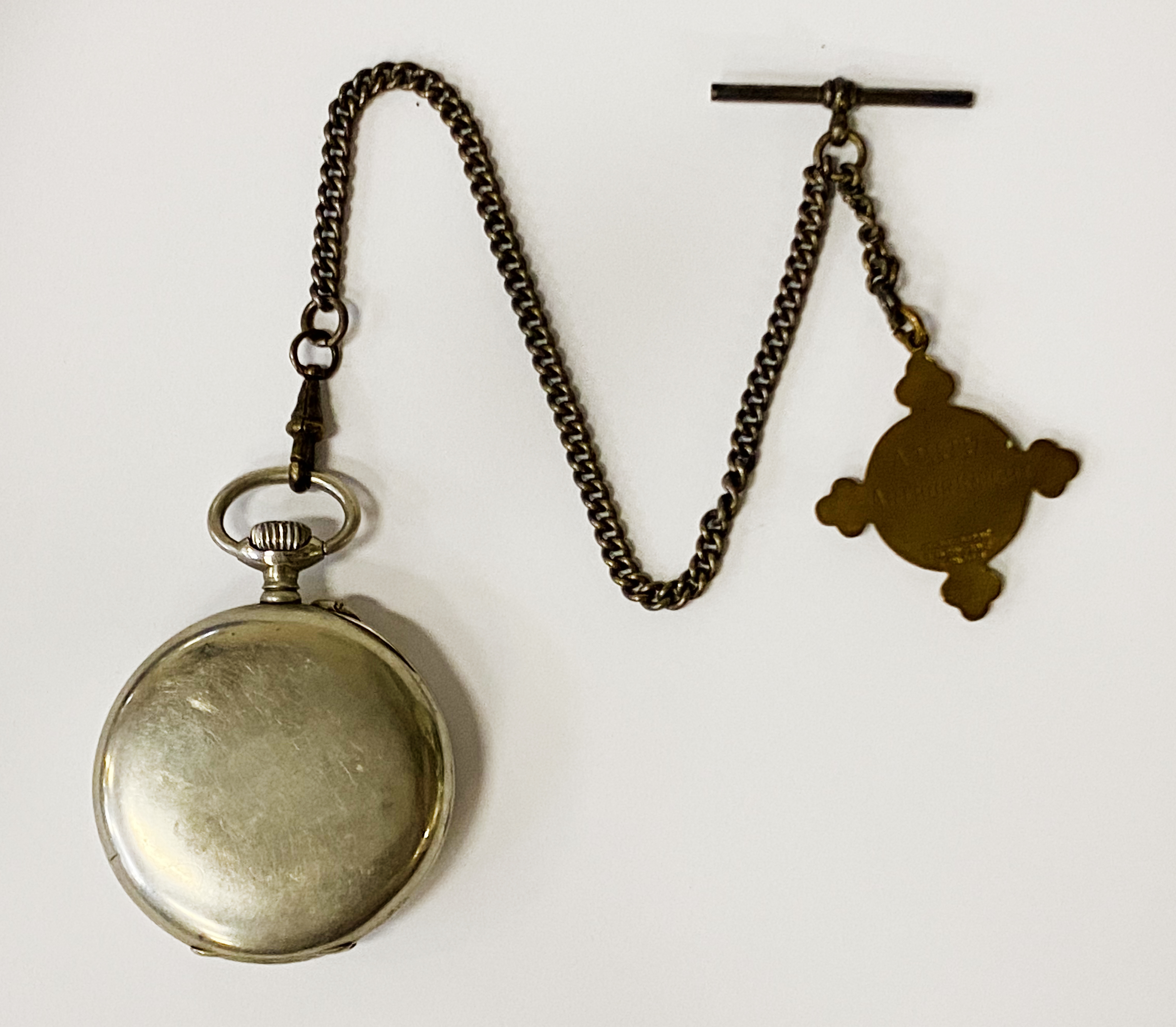 ZENITH POCKET WATCH WITH METAL ALBERT CHAIN & ST JOHNS AMBULANCE FOB - Image 2 of 2