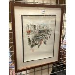 FRAMED WATERCOLOUR OF ORIENTAL STREET SCENE - 38 X 28 CMS APPROX