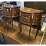 PAIR OF INLAID HALF MOON TABLES